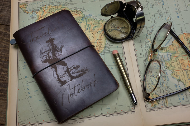 Duke and Sons horween leather Traveler notebook with logo scene
