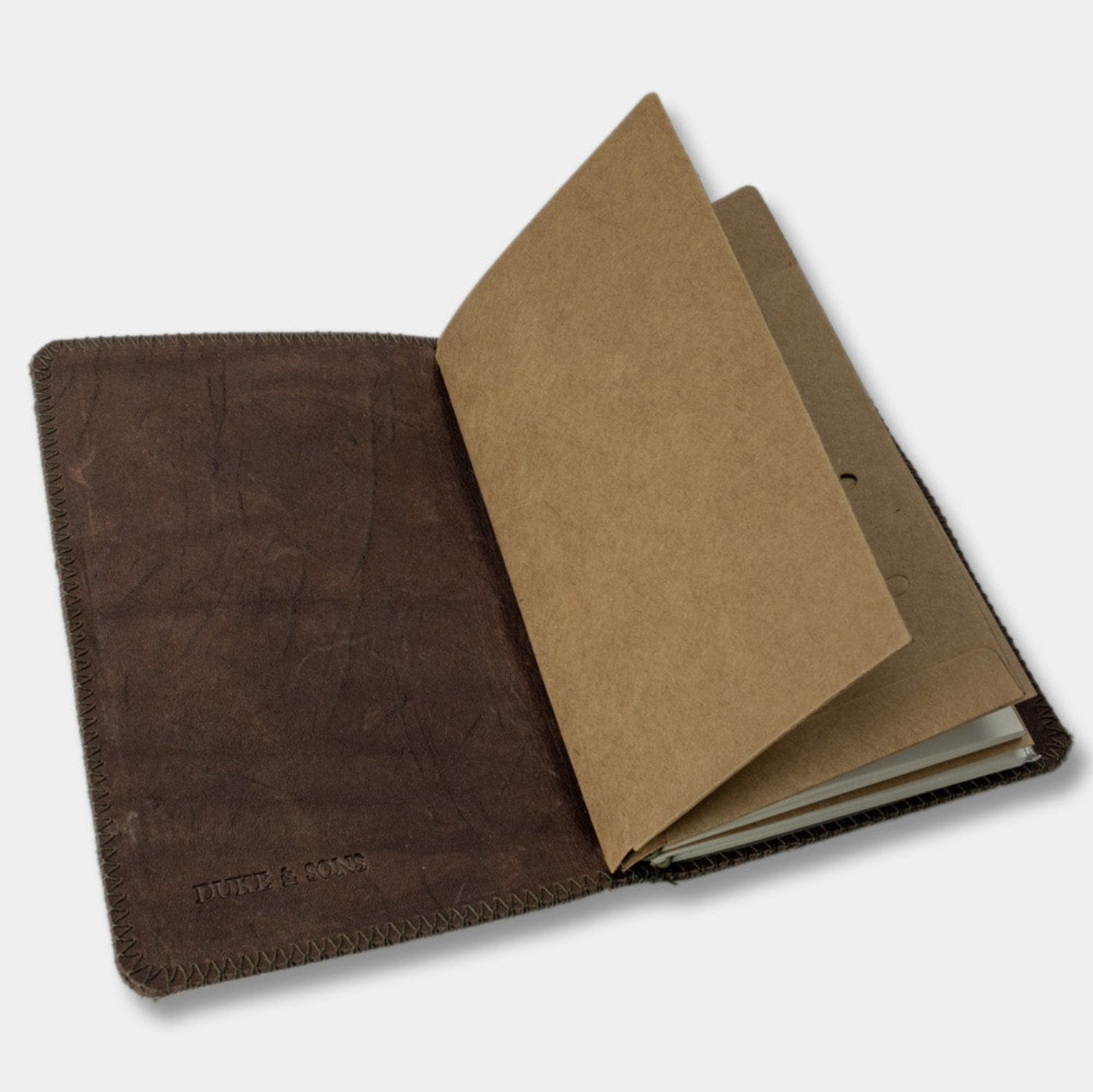 Duke and Sons traveler's notebook 'Born to Ride' logo canvas on leather inside