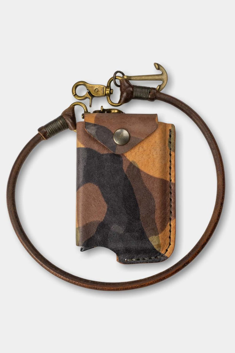 Duke and Sons RFID protected camo leather Rider wallet with leather keychain front