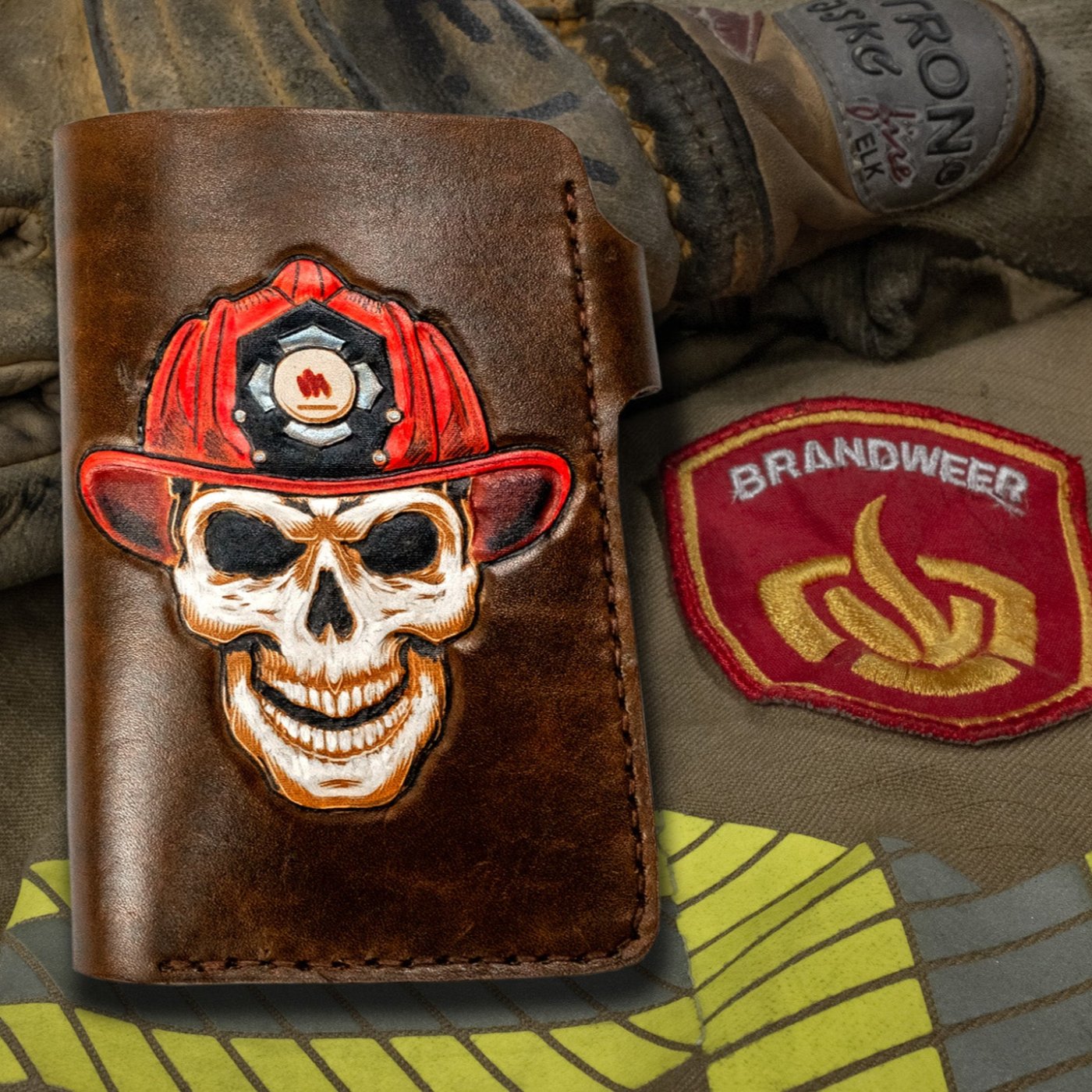 Duke and Sons leather FireFighter wallet front scene