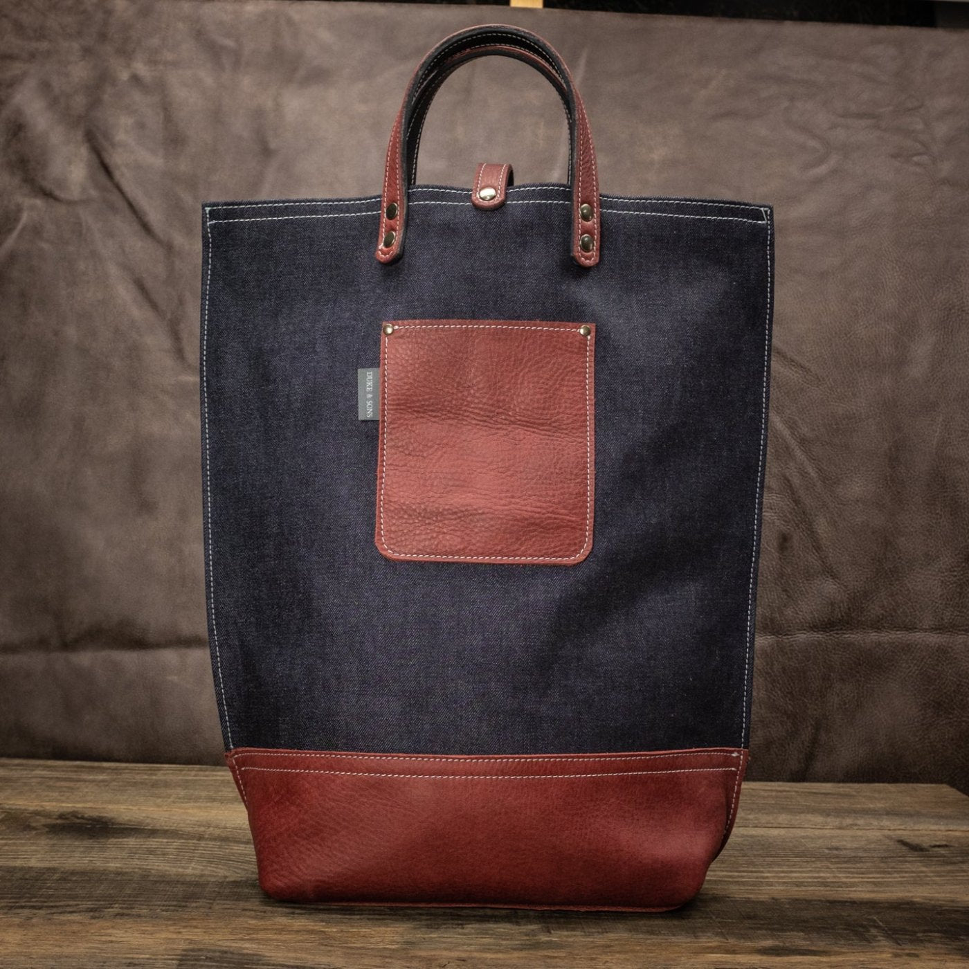 Art bag, Mohawk Gasoline tote bag, selvedge denim, hand painted.