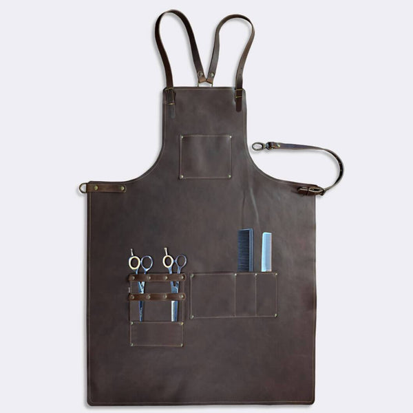 Barber apron (A-grade Brown leather) for the professional barber and hairdresser - Duke & Sons Leather