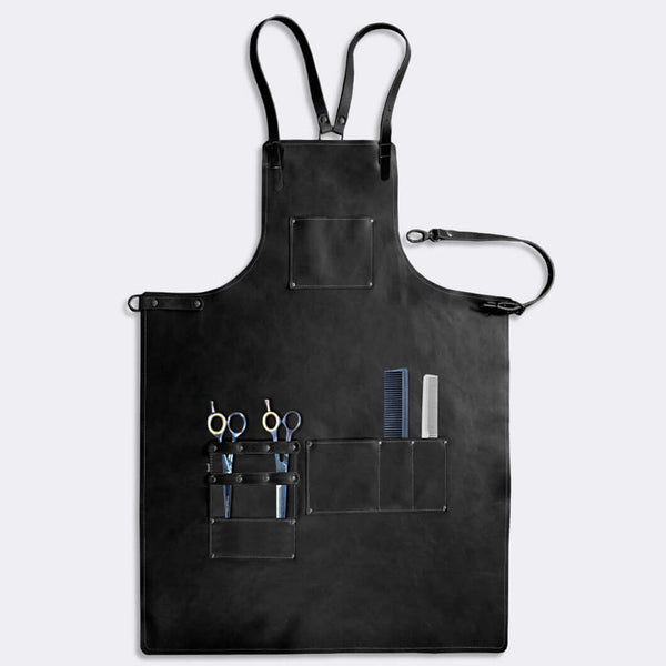 Barber apron (A-grade Black leather) for the professional barber and hairdresser - Duke & Sons Leather