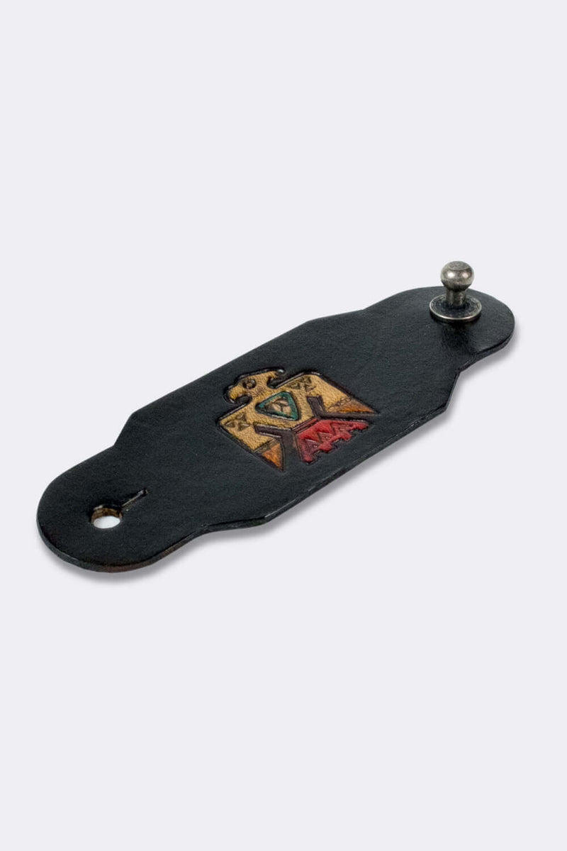 Woggle, bandana / neckerchief slide made from leather with a native eagle symbol  image stamp
