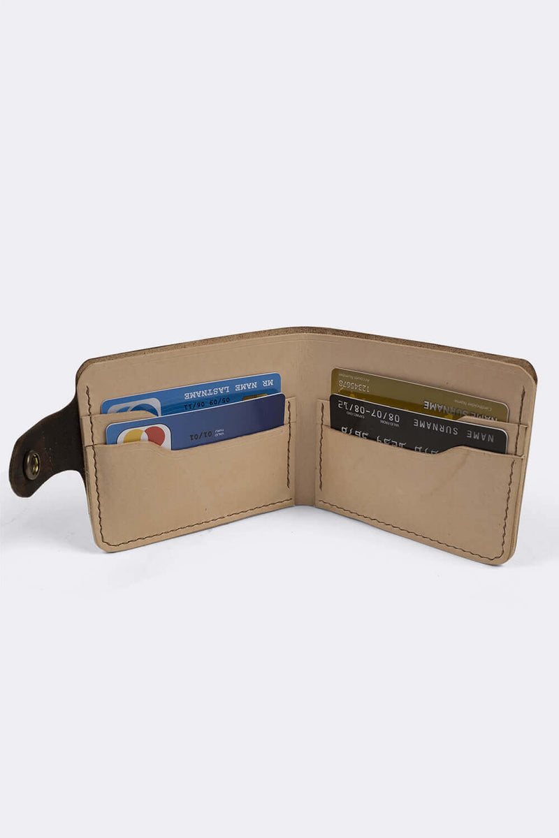 Wallet, bifold , Vegtan leather, hand embossed and inked - Duke & Sons Leather