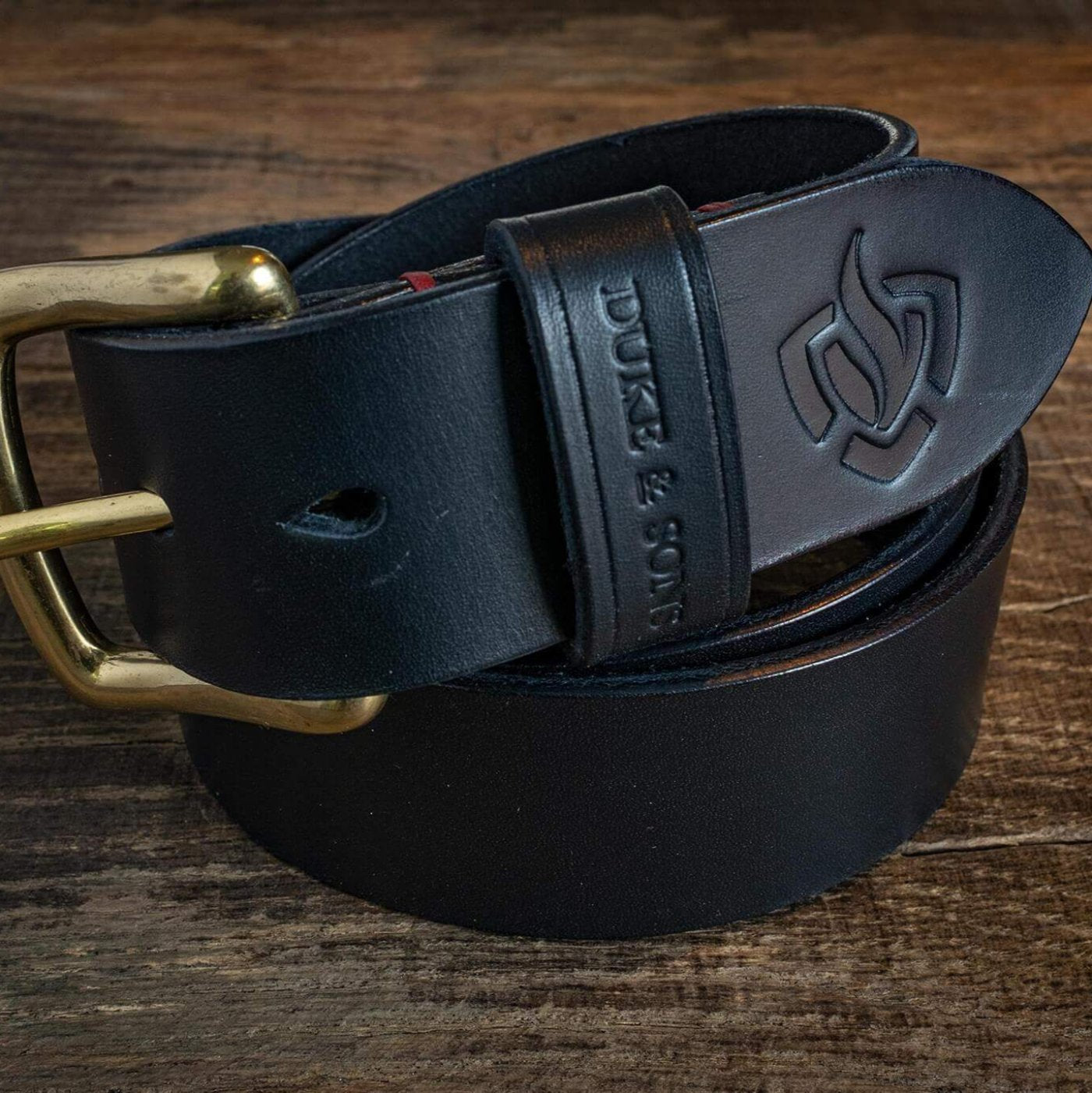 Brandweer riem, zwart tuigleer - Duke & Sons Leather