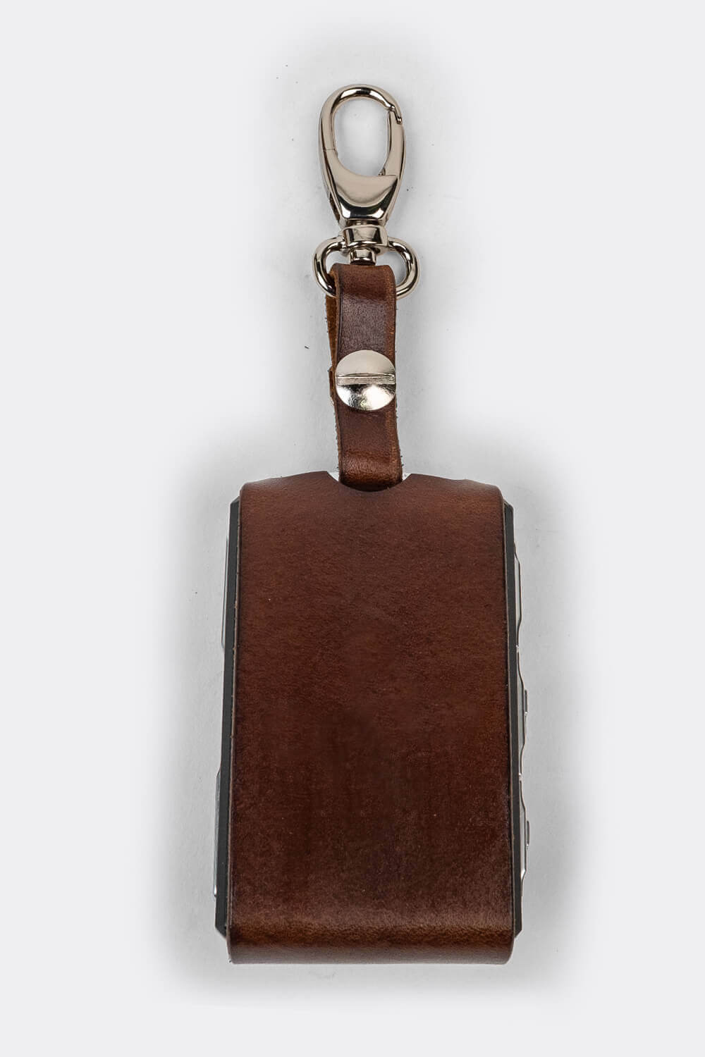 Leather Polestar key sleeve (clasp) brown front | Duke & Sons Leather