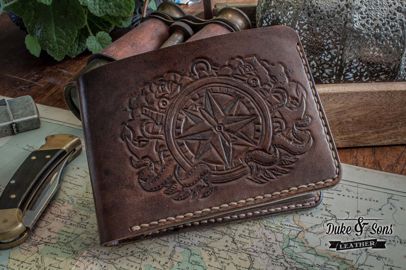 Wallet, with custom made leatherwork and bronze chain. - Duke & Sons Leather