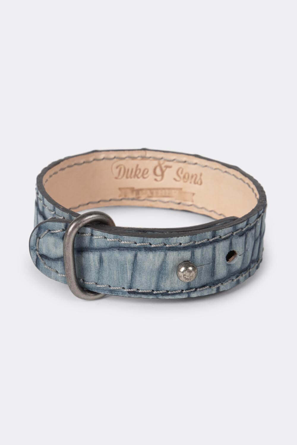 Bracelet, Blue Croco, 2 leathers, multiple size - Duke & Sons Leather