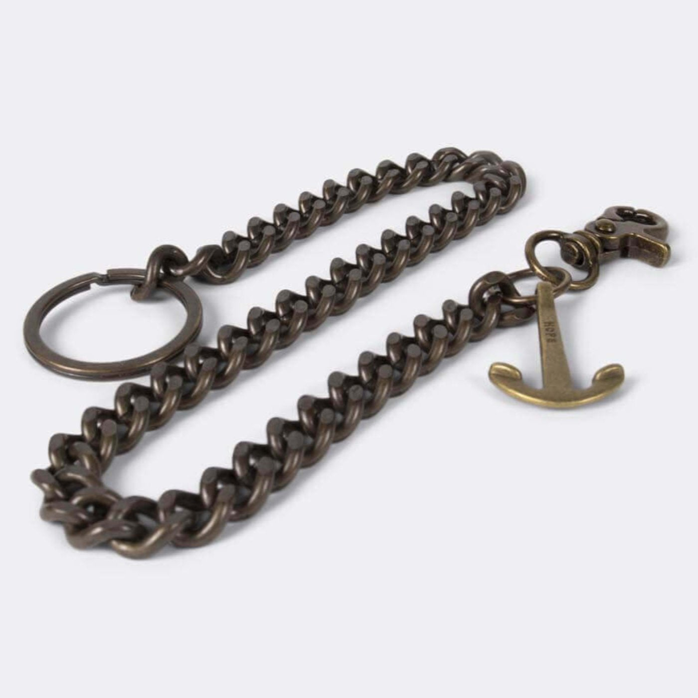 Bronze keychain (50cm) with anchor or feather. - Duke & Sons Leather