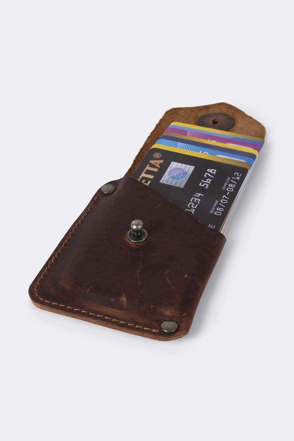 Card wallet, distressed brown leather | 10 cards - Duke & Sons Leather