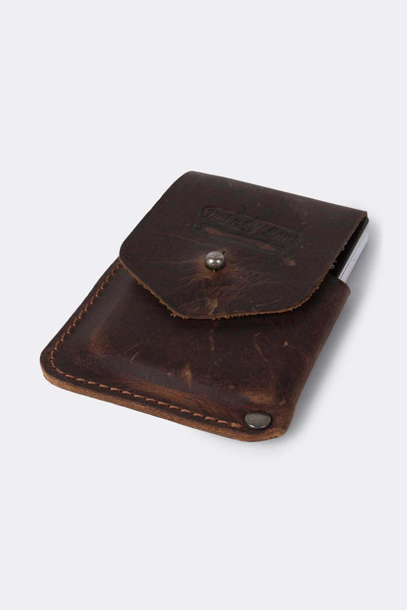 Card wallet, distressed brown leather | 10 cards - Duke & Sons Leather