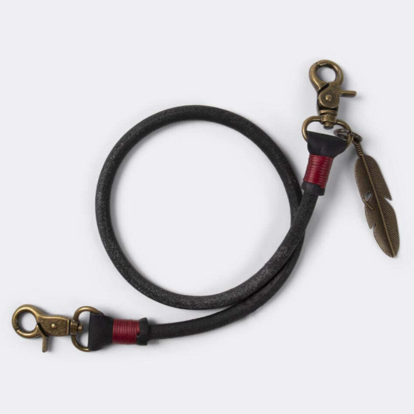 Keychain (Black) 50 cm, with old bronze feather* - Duke & Sons Leather