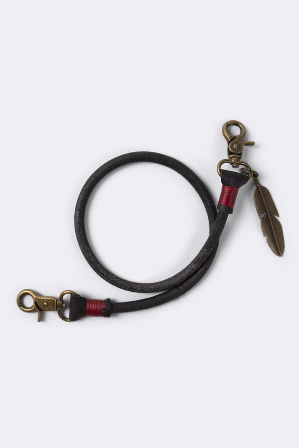 Keychain (Black) 50 cm, with old bronze feather* - Duke & Sons Leather