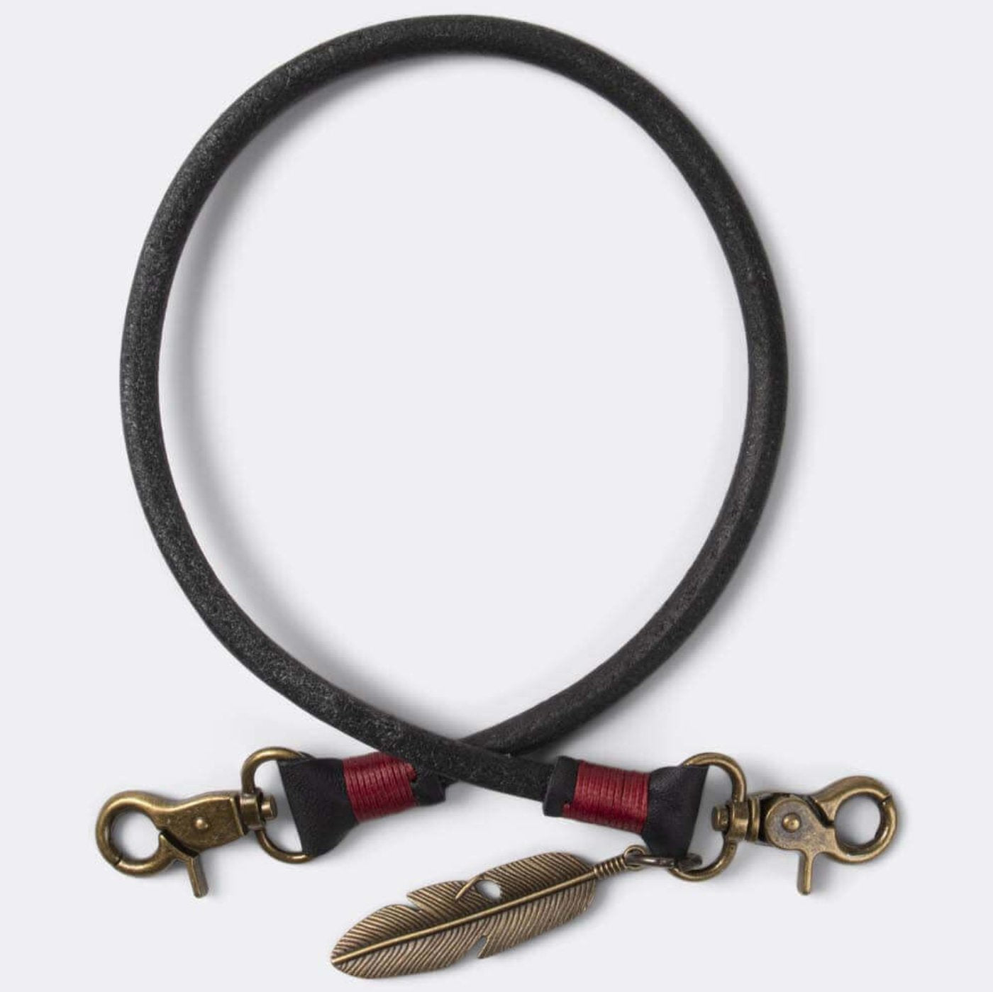 Keychain (Black) 50 cm, with old bronze feather* - Duke & Sons Leather