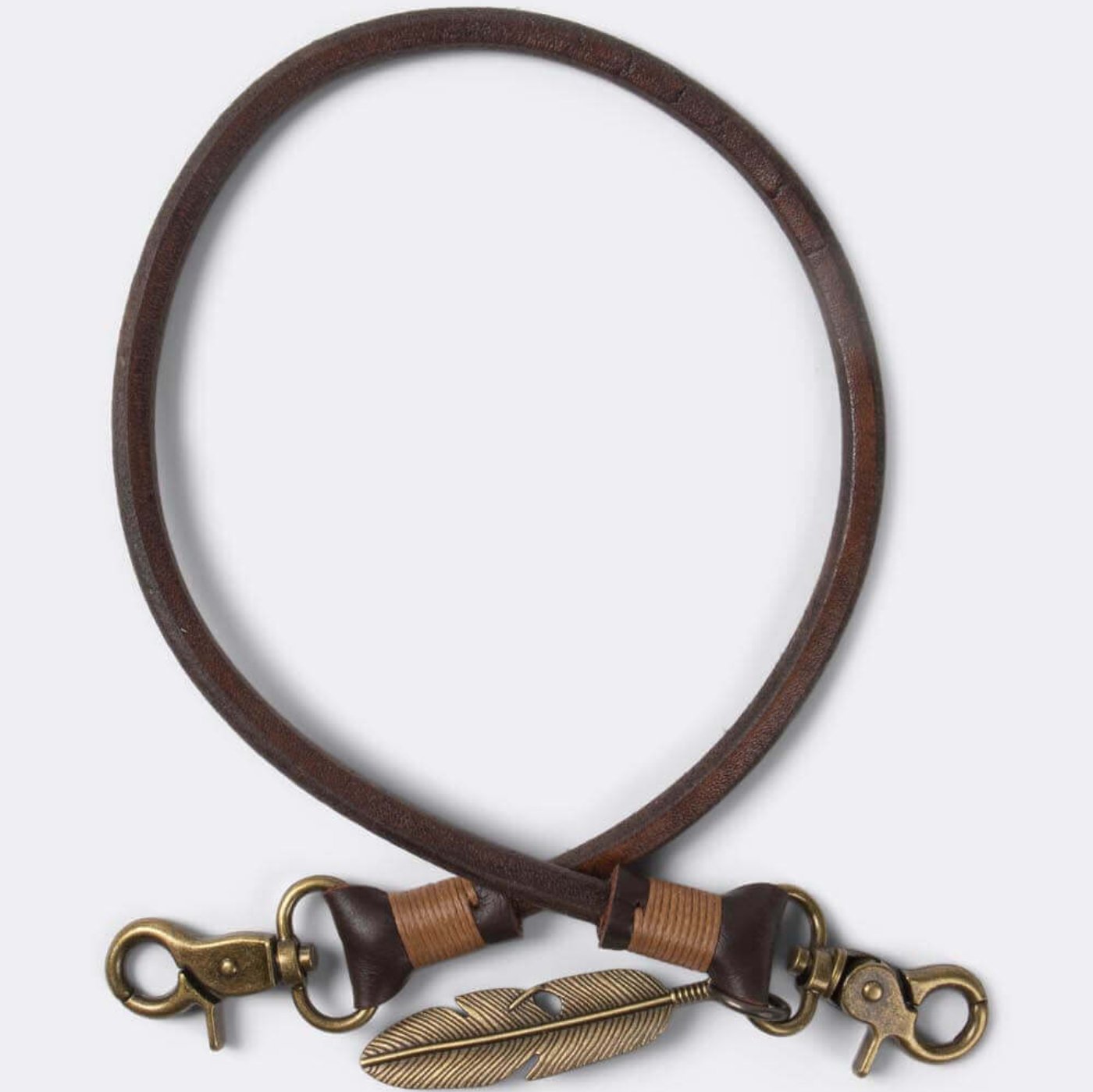 Keychain (Brown) 50 cm, with old bronze feather* - Duke & Sons Leather