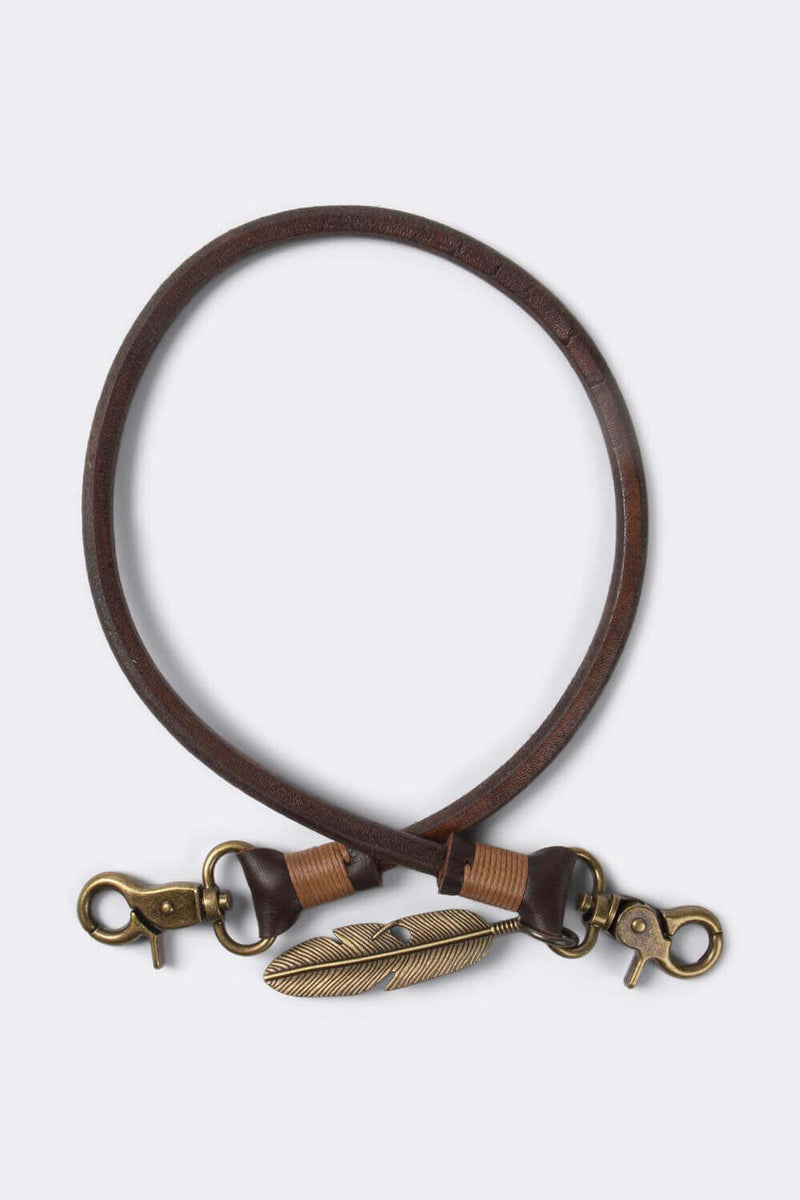 Keychain (Brown) 50 cm, with old bronze feather* - Duke & Sons Leather