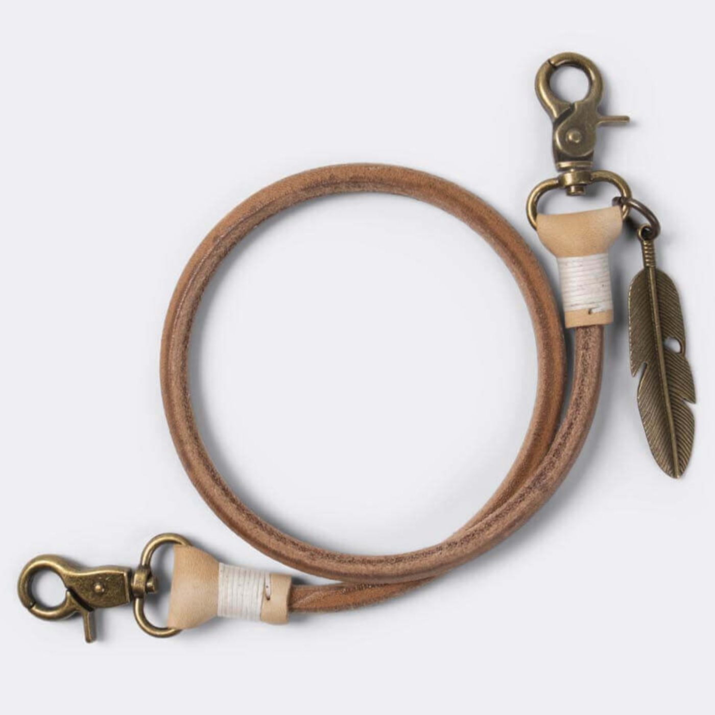 Keychain (Natural) 50 cm, with old bronze feather* - Duke & Sons Leather