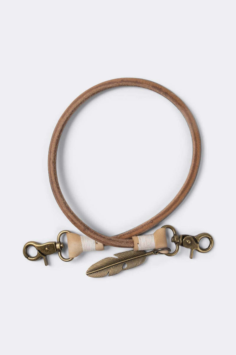 Keychain (Natural) 50 cm, with old bronze feather* - Duke & Sons Leather