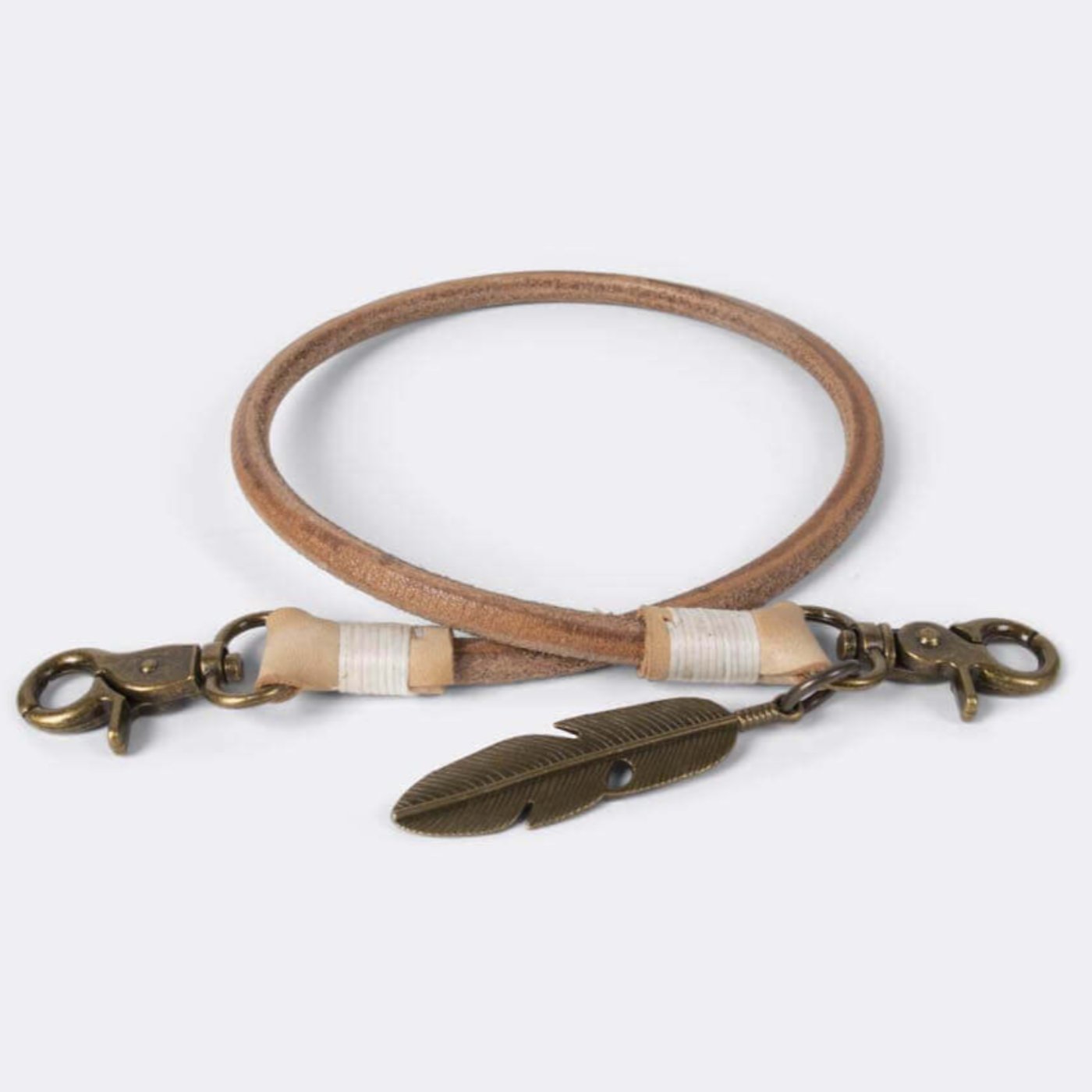 Keychain (Natural) 50 cm, with old bronze feather* - Duke & Sons Leather