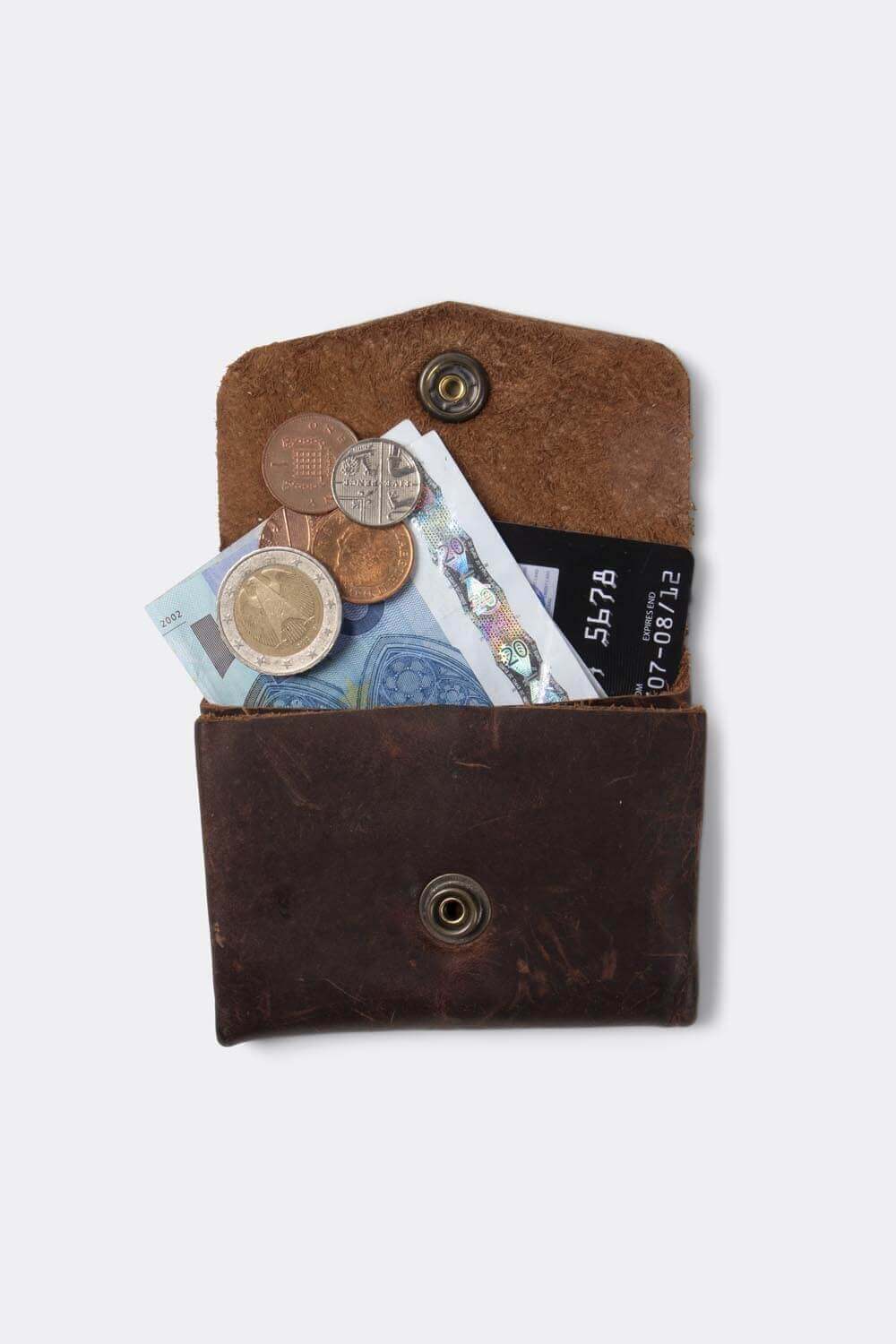 Pocket wallet, can hold cards, bills and coins (distressed leather) - Duke & Sons Leather