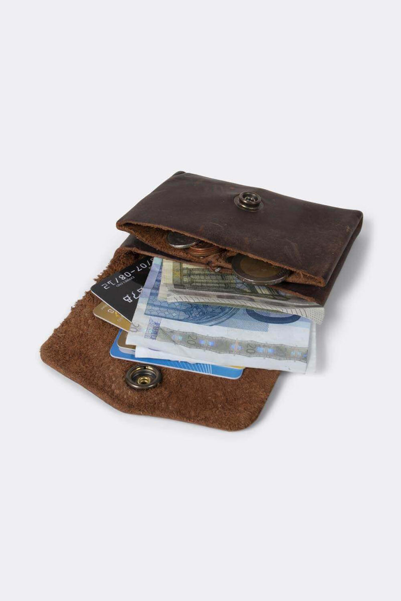 Pocket wallet, can hold cards, bills and coins (distressed leather) - Duke & Sons Leather