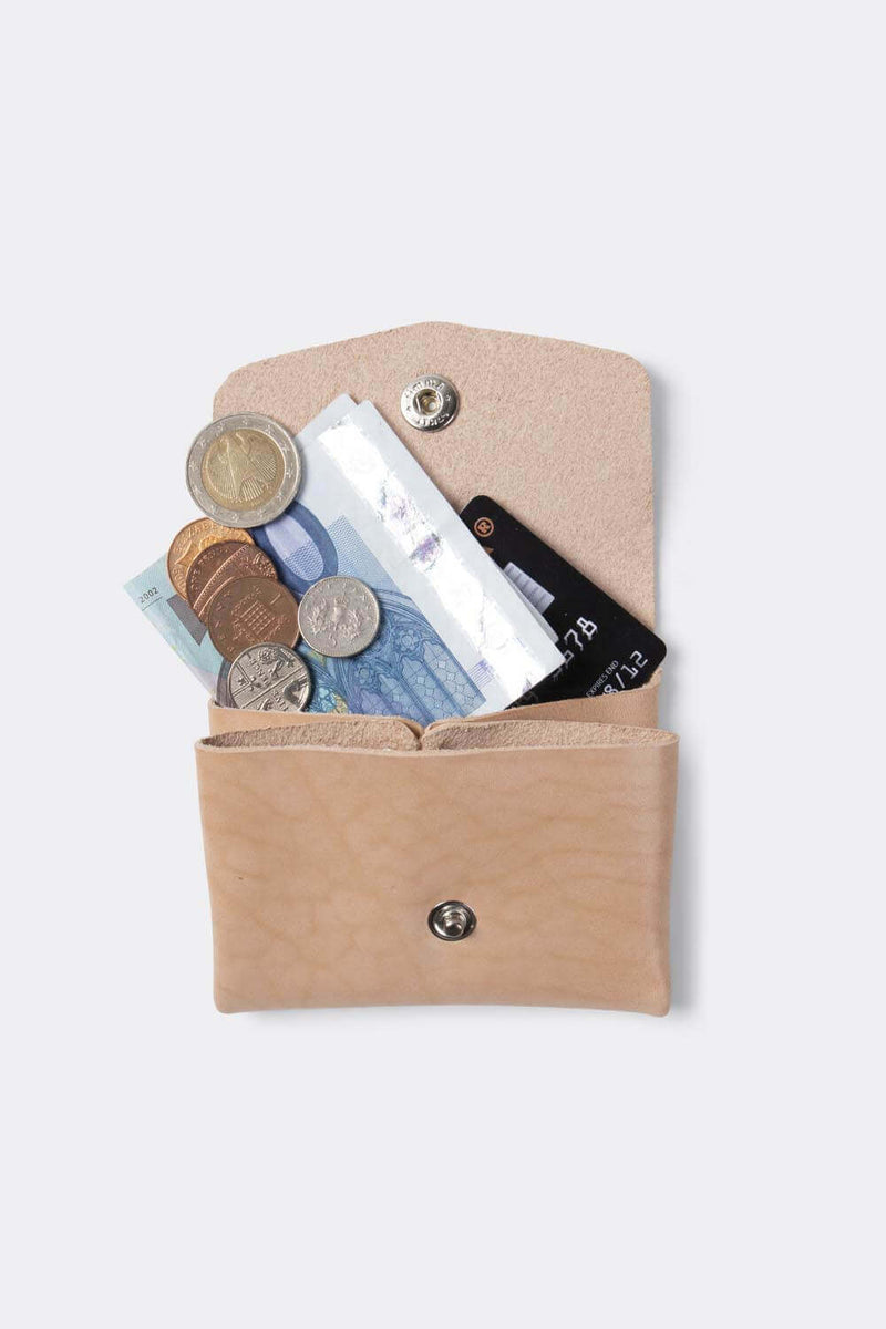 Pocket wallet, can hold cards, bills and coins (natural vegetan leather) - Duke & Sons Leather