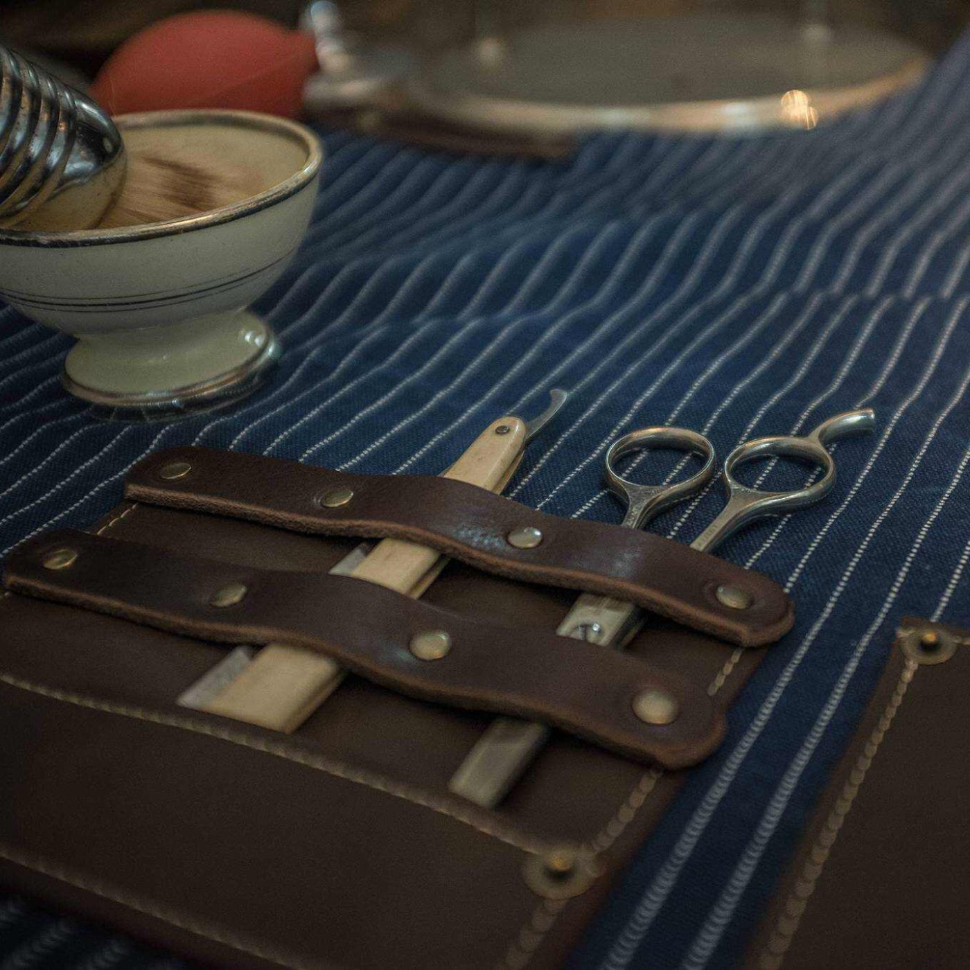 Barber apron, (Japanese wabash cotton) for the professional barber and hairdresser - Duke & Sons Leather